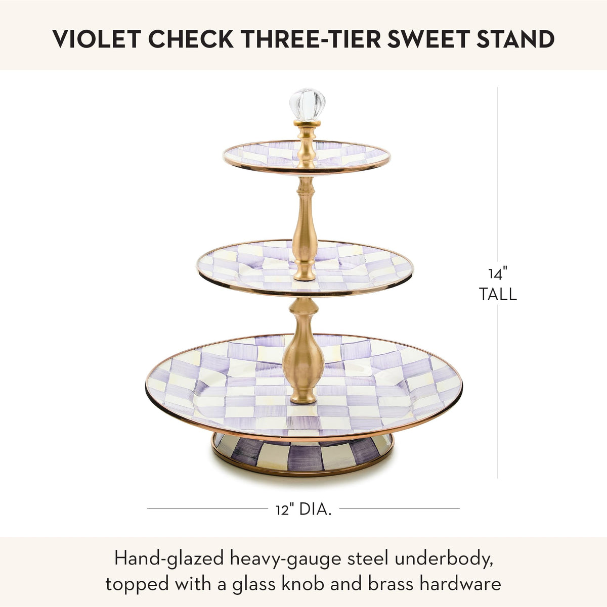 MacKenzie-Childs Two-Tier Sweet Stand, Royal Check