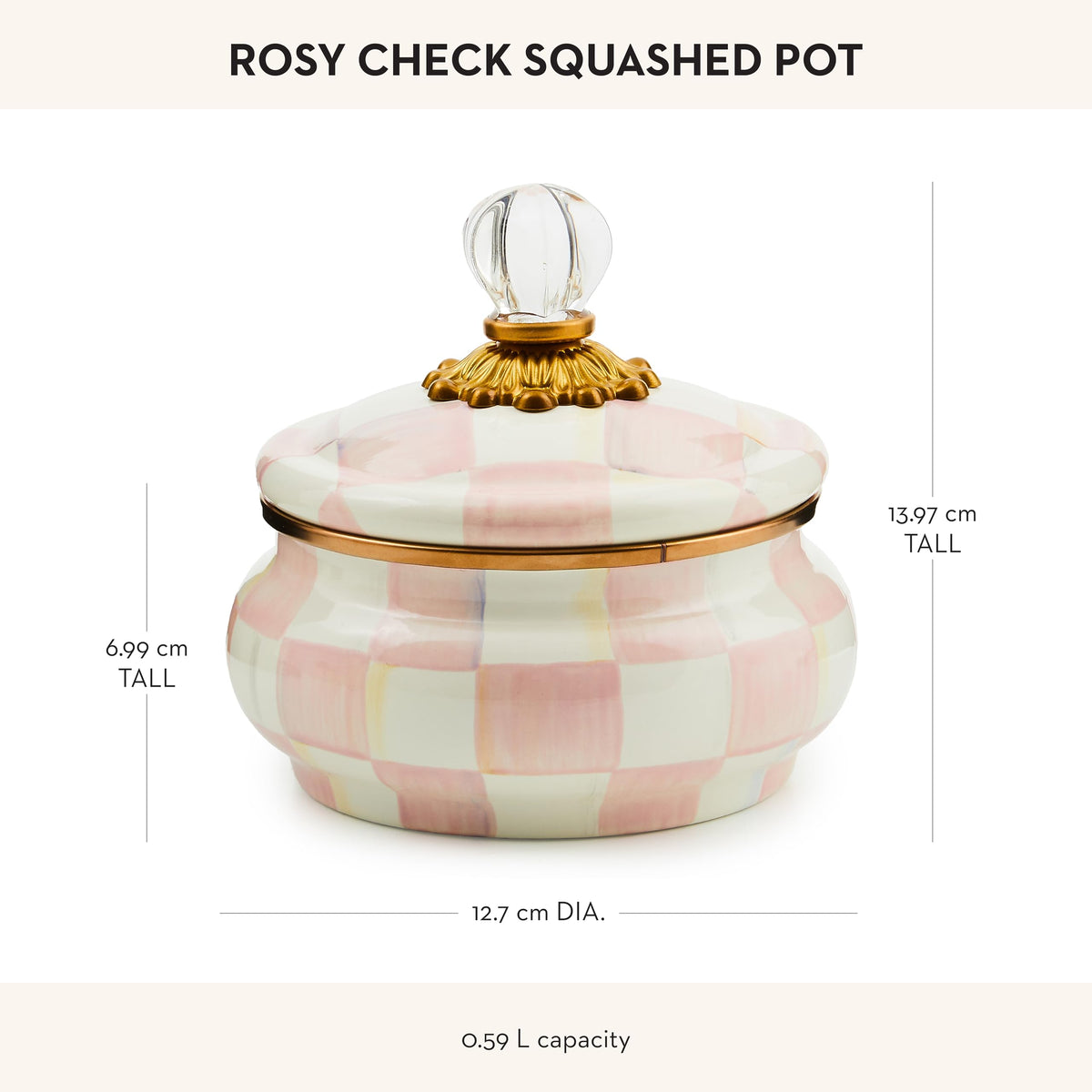 MacKenzie-Childs Enamel Squashed Pot, Royal Check
