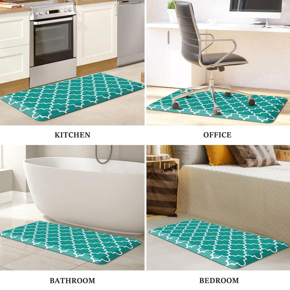 Blue Cushioned Anti-Fatigue Kitchen Mat