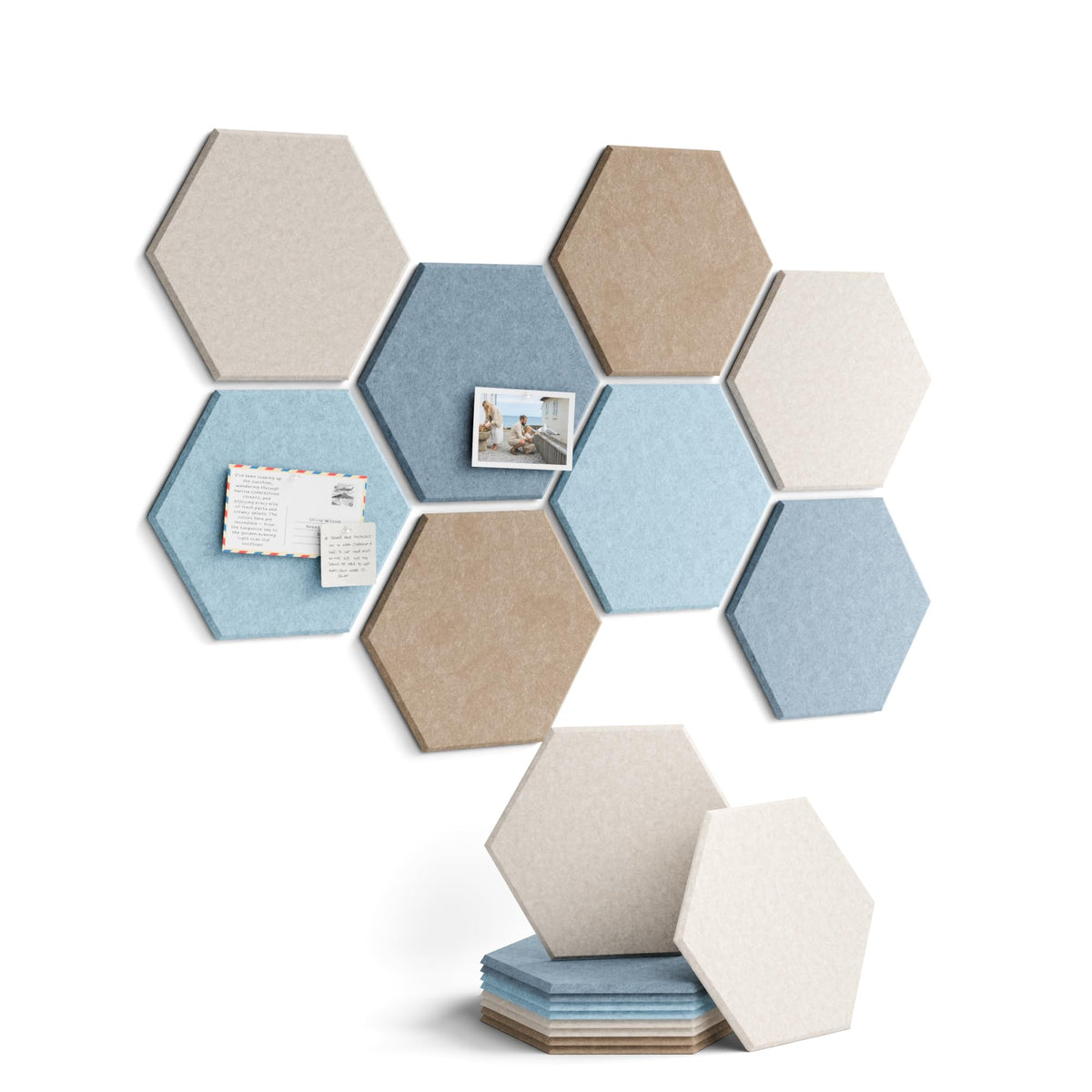 Blue Hexagon Felt Pin Board Tiles, 12 Pack