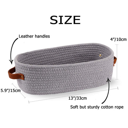 Woven Cotton Rope Toilet Tank Basket, Navy and White