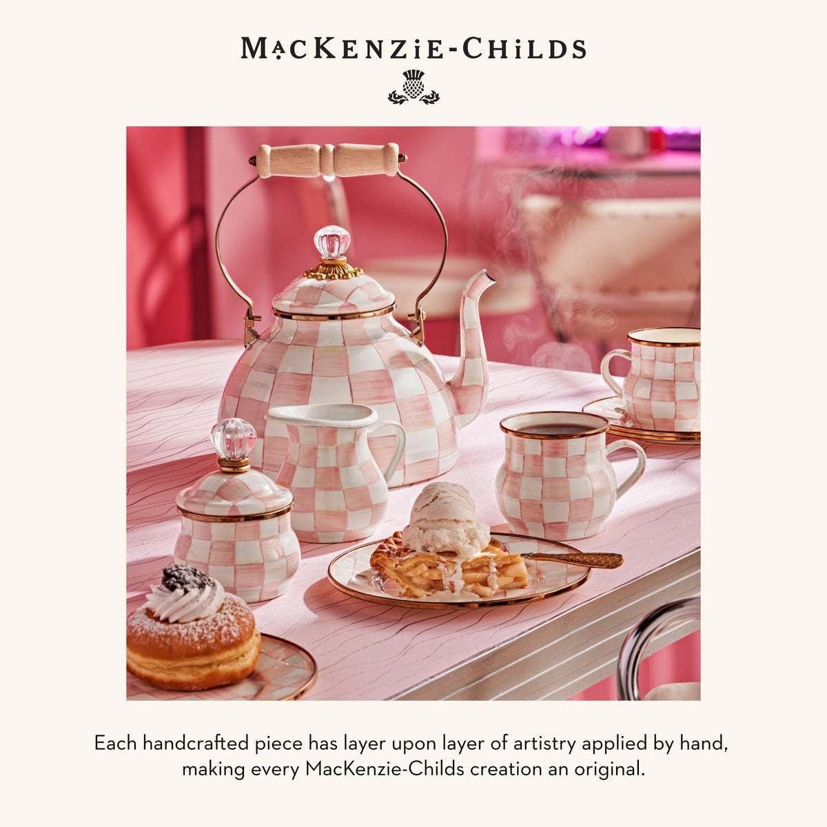 MacKenzie-Childs Glass Sweets Jar, Royal Check