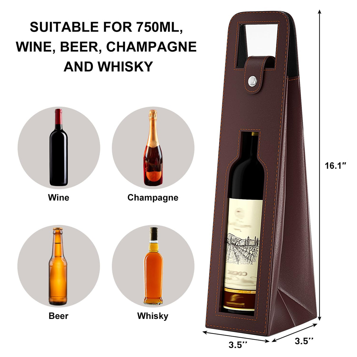 Blue Leather Wine Gift Bag