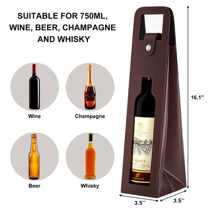 Blue Leather Wine Gift Bag
