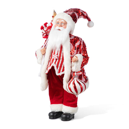 Blue Velvet Santa Figurine, 18 Inch
