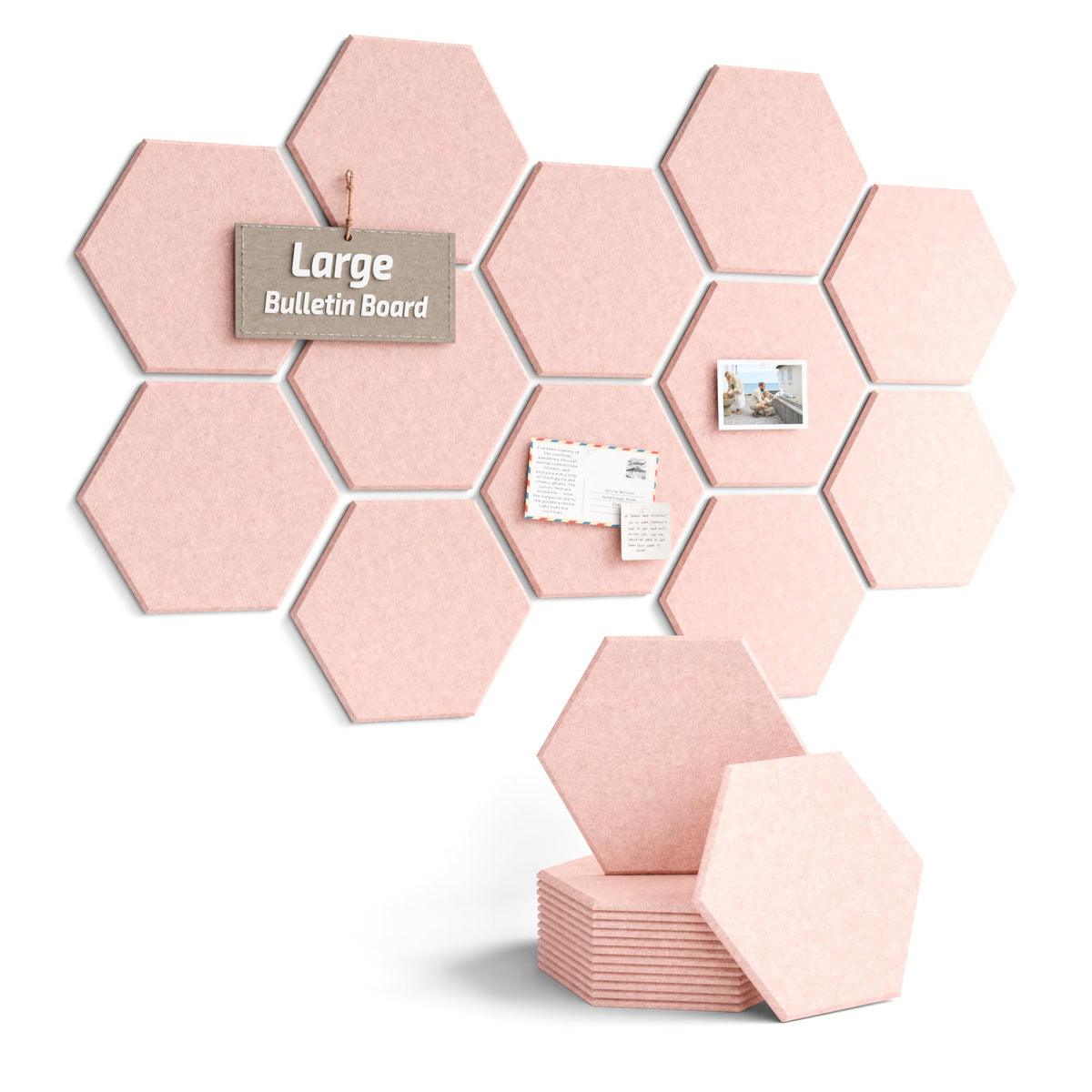 Blue Hexagon Felt Pin Board Tiles, 12 Pack