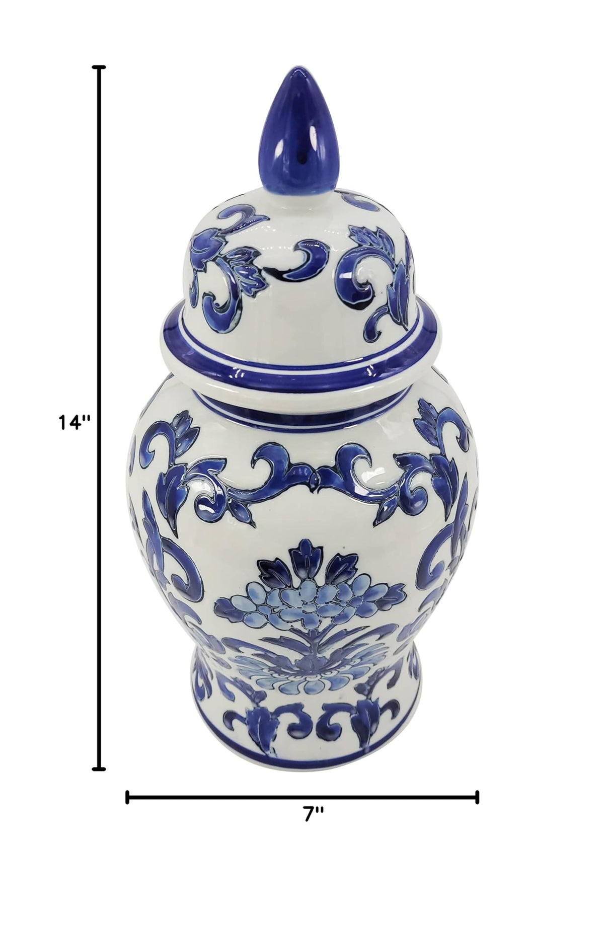 Blue and White Chinoiserie Ginger Jar, 12 or 14 Inch