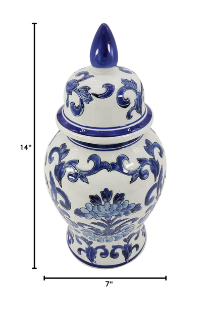 Blue and White Chinoiserie Ginger Jar, 12 or 14 Inch