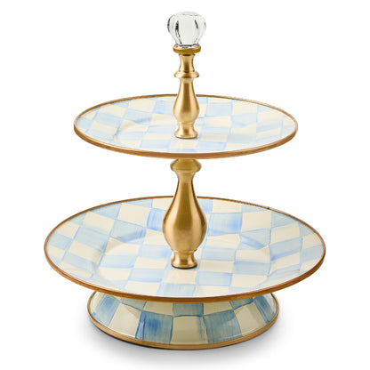 MacKenzie-Childs Two-Tier Sweet Stand, Royal Check