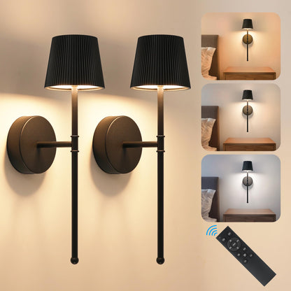 Blue Cordless Rechargeable Wall Sconces, Set of 2