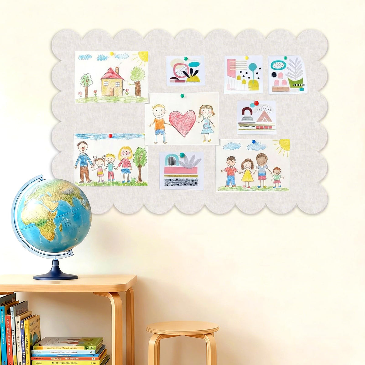 Dark Blue Scalloped Felt Bulletin Board