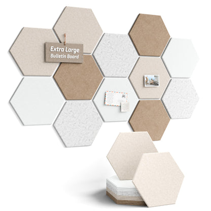 Blue Hexagon Felt Pin Board Tiles, 12 Pack