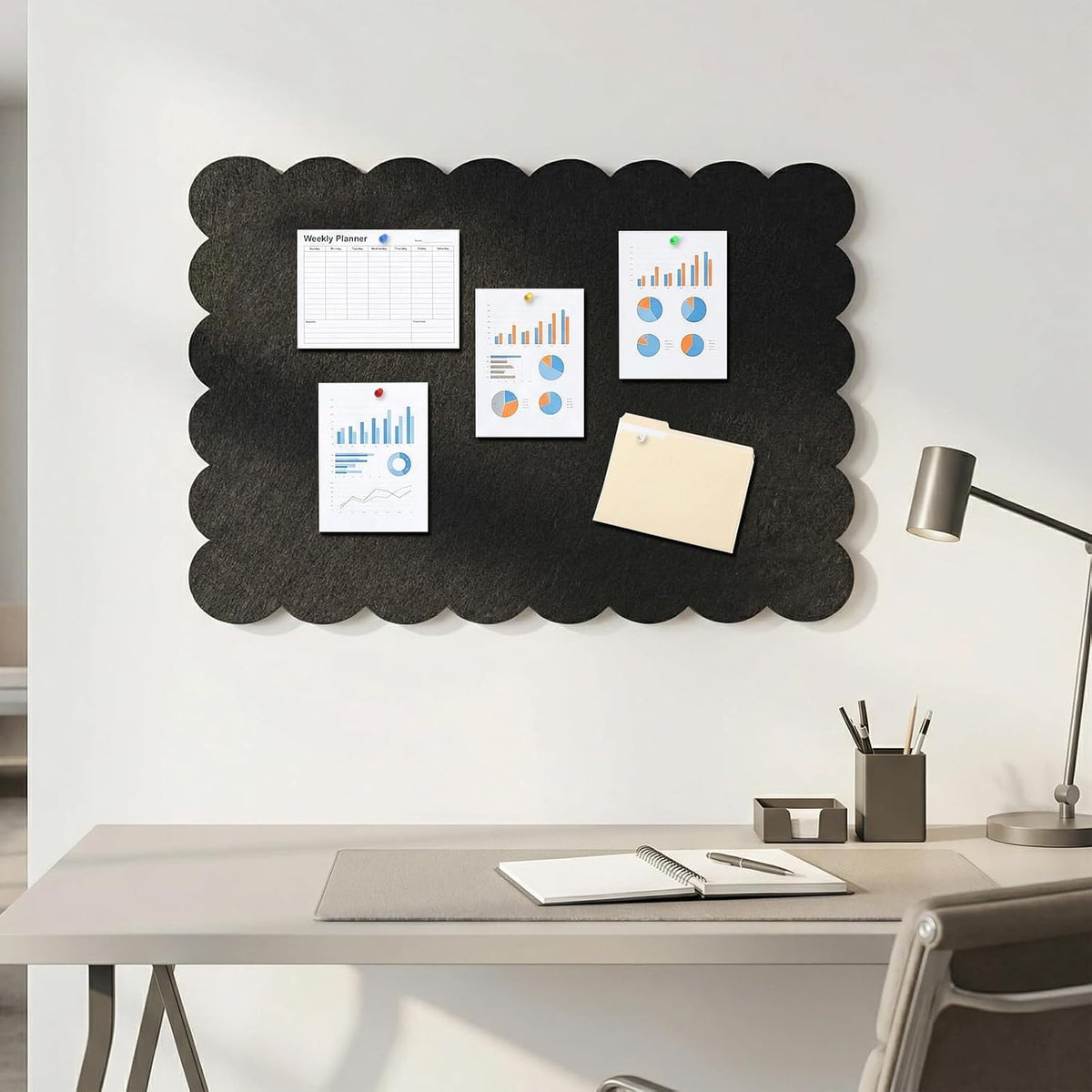 Dark Blue Scalloped Felt Bulletin Board