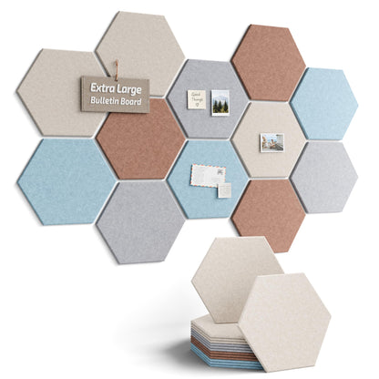 Blue Hexagon Felt Pin Board Tiles, 12 Pack
