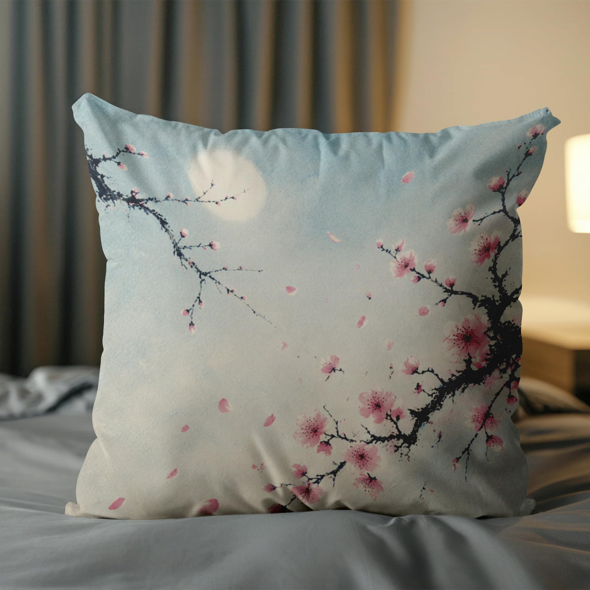 Blue Chinoiserie Bird and Peony Pillow Cover, 18x18