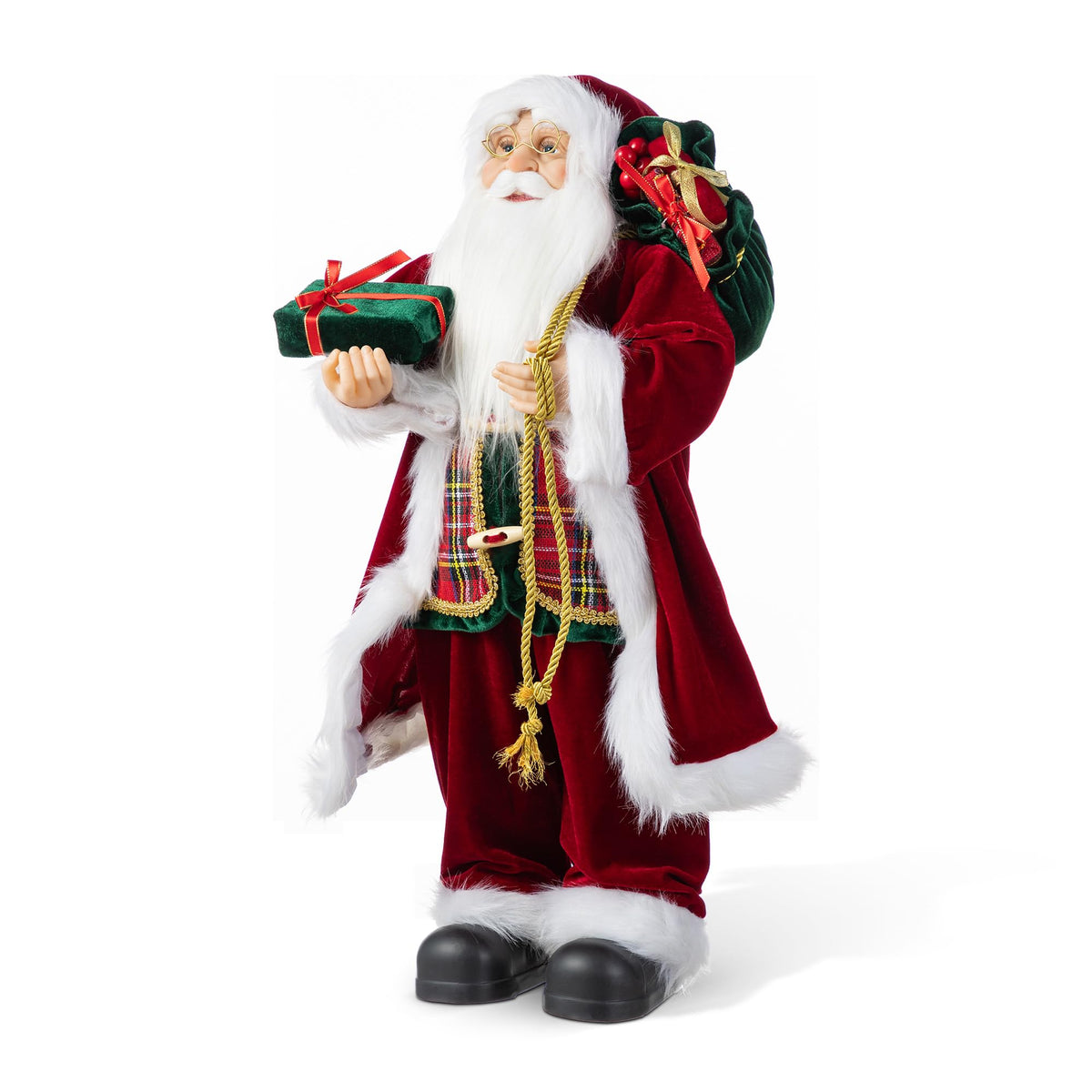 Blue Velvet Santa Figurine, 18 Inch