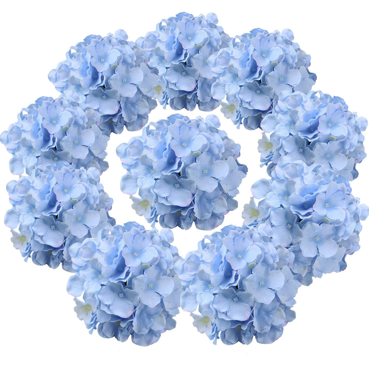 Silk Hydrangea Heads with Stems, Pack of 10