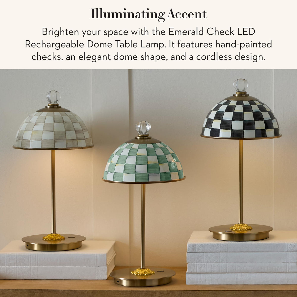 MacKenzie-Childs LED Dome Table Lamp, Sky Check