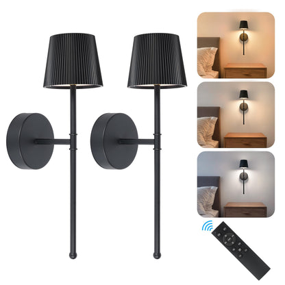 Blue Cordless Rechargeable Wall Sconces, Set of 2