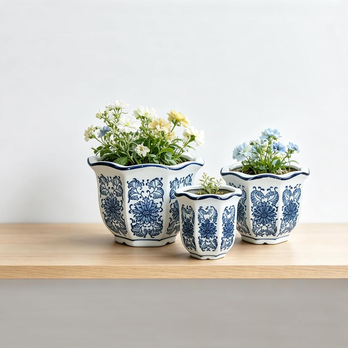 HakkaGirl Blue and White Chinoiserie Planters