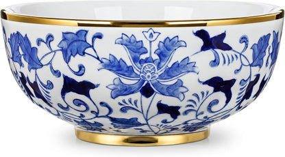 Blue and White Chinoiserie Bowl Planter, 9 Inch