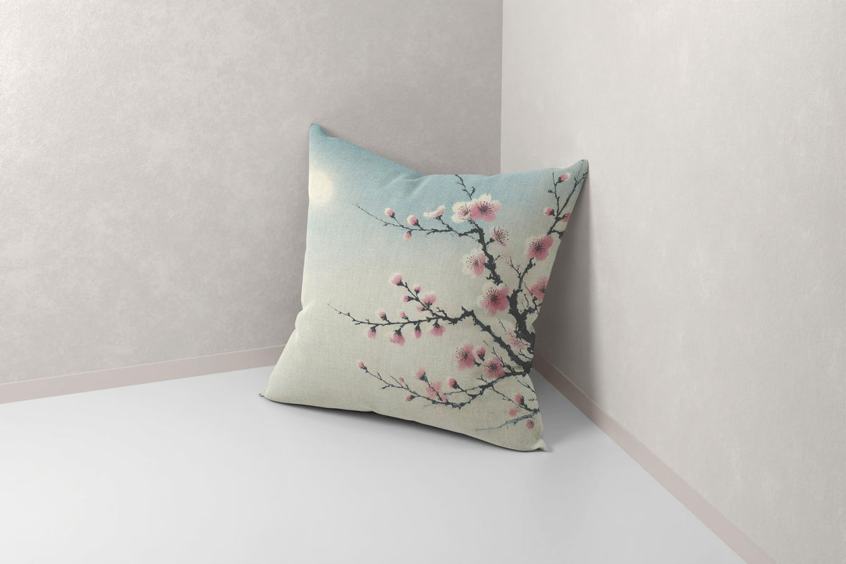 Blue Chinoiserie Bird and Peony Pillow Cover, 18x18