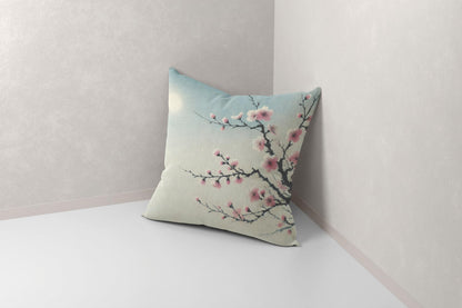 Blue Chinoiserie Bird and Peony Pillow Cover, 18x18