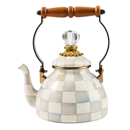 MacKenzie-Childs Enamel Tea Kettle, Royal Check