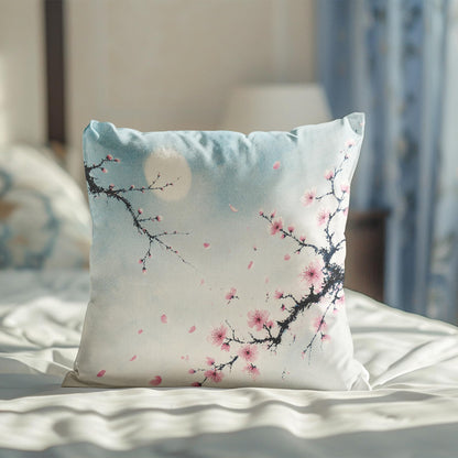 Blue Chinoiserie Bird and Peony Pillow Cover, 18x18