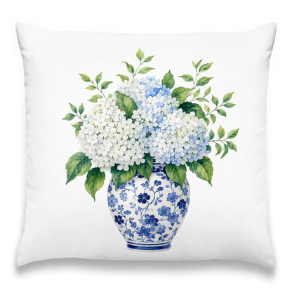 Blue Chinoiserie Bird and Peony Pillow Cover, 18x18
