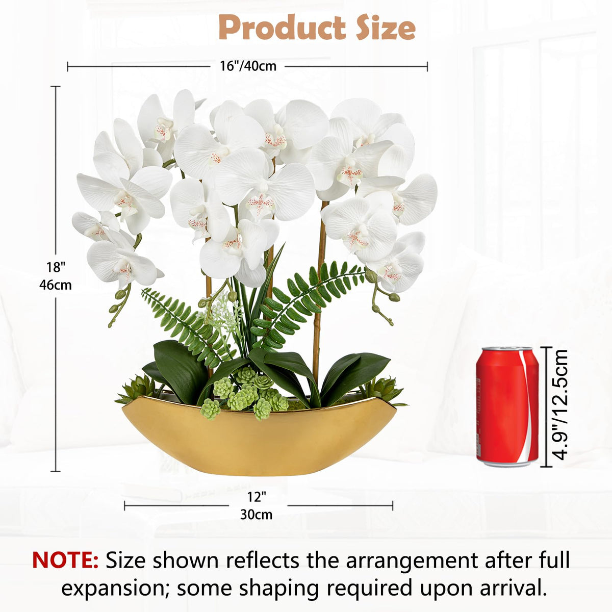 Briful Faux Orchid in Blue and White Boat Vase