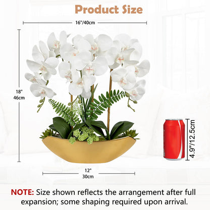 Briful Faux Orchid in Blue and White Boat Vase