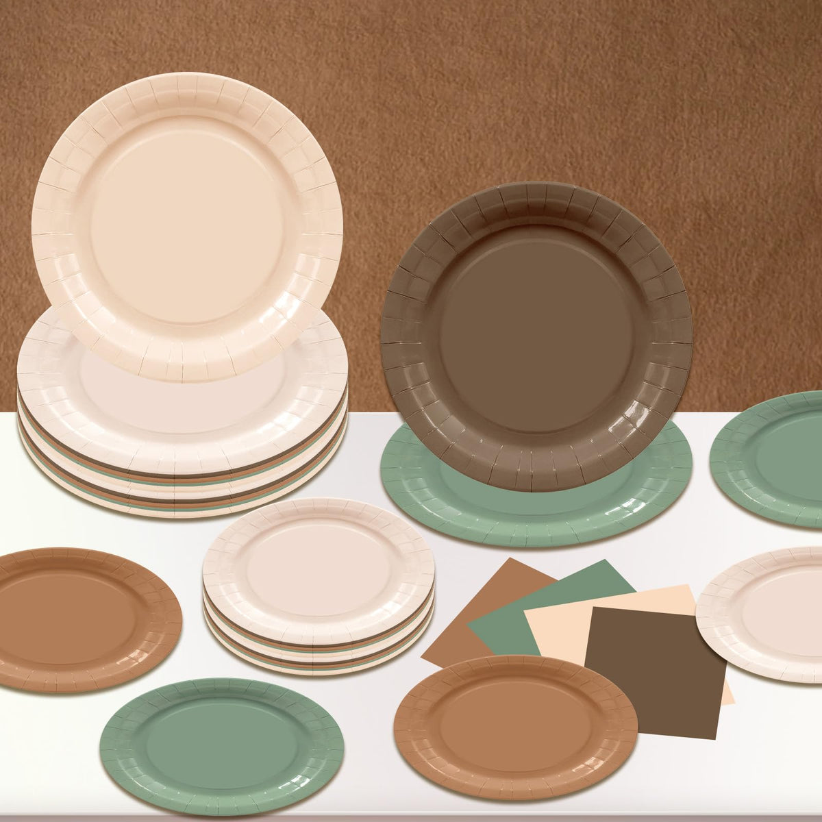 Blue and White Floral Paper Plates and Napkins, Serves 20