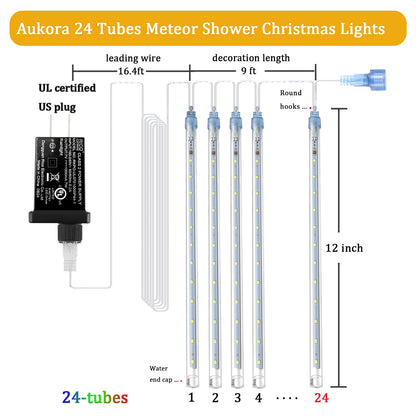Aukora Blue Meteor Shower Lights