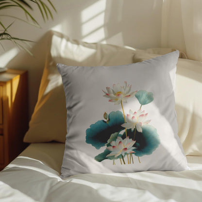 Blue Chinoiserie Bird and Peony Pillow Cover, 18x18