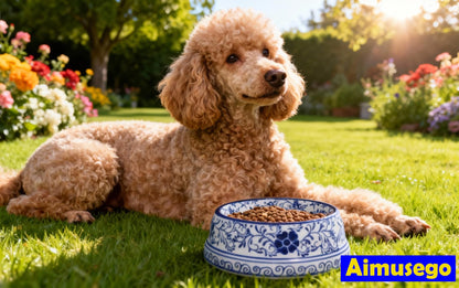 Hand-Painted Blue and White Ceramic Pet Bowl