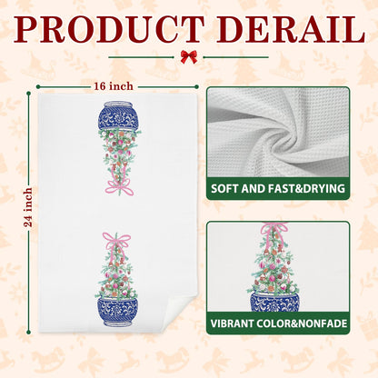 Chinoiserie Christmas Kitchen Hand Towels, 16x24 Inch