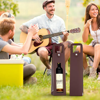 Blue Leather Wine Gift Bag