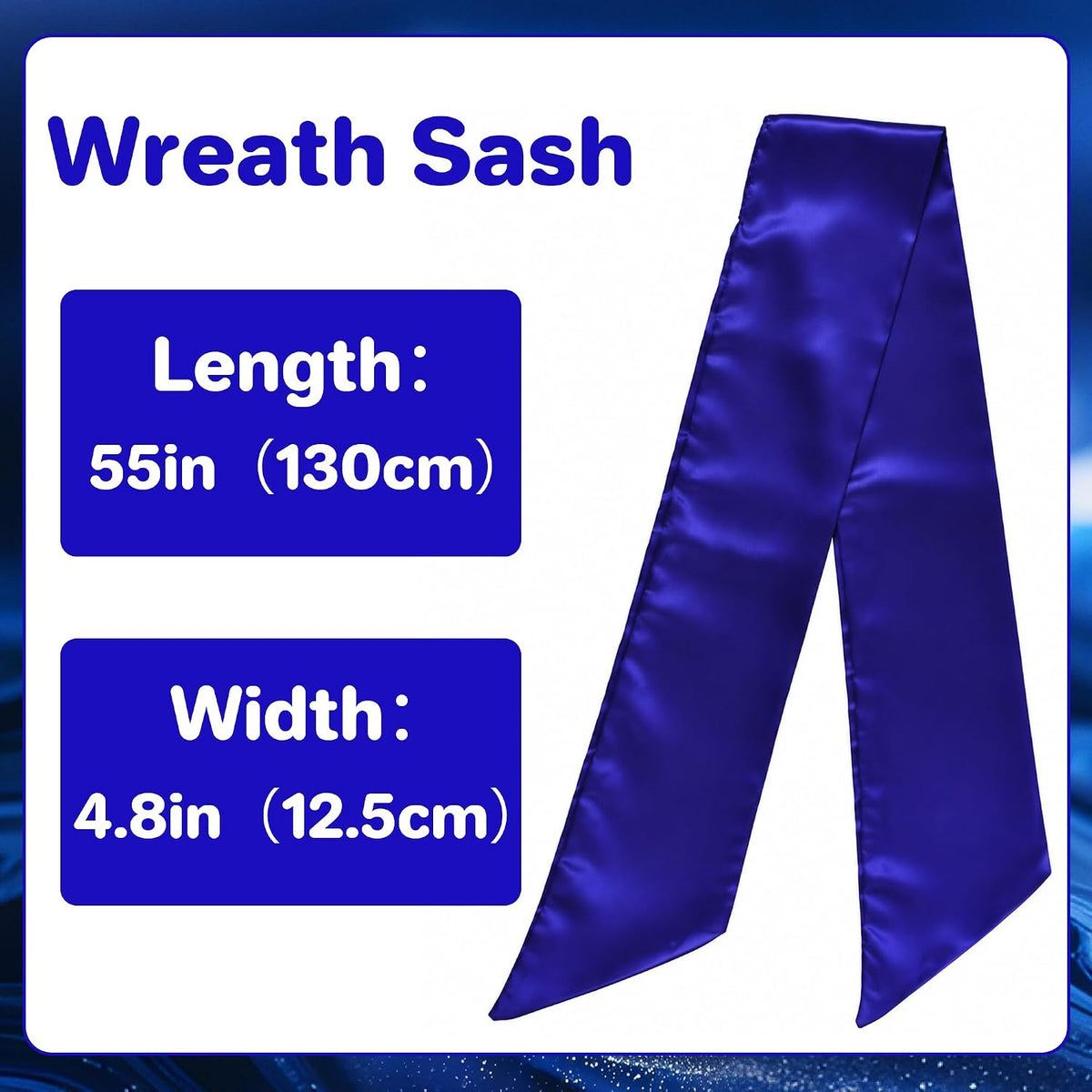 Royal Blue Satin Wreath Sash
