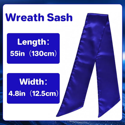 Royal Blue Satin Wreath Sash