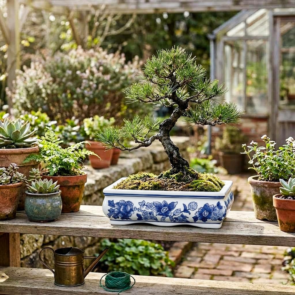 Blue and White Bonsai Pots, Set of 2