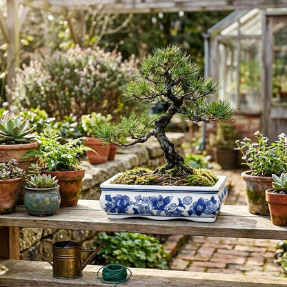 Blue and White Bonsai Pots, Set of 2
