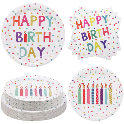 Blue and White Floral Paper Plates and Napkins, Serves 20