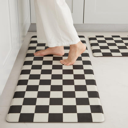 Navy Checkered Kitchen Mats, Set of 2