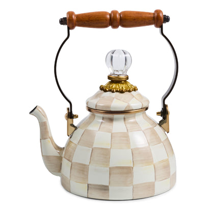 MacKenzie-Childs Enamel Tea Kettle, Royal Check