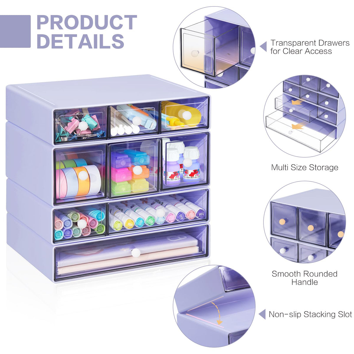 Blue 9-Drawer Desktop Storage Organizer
