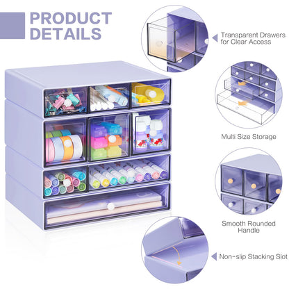 Blue 9-Drawer Desktop Storage Organizer
