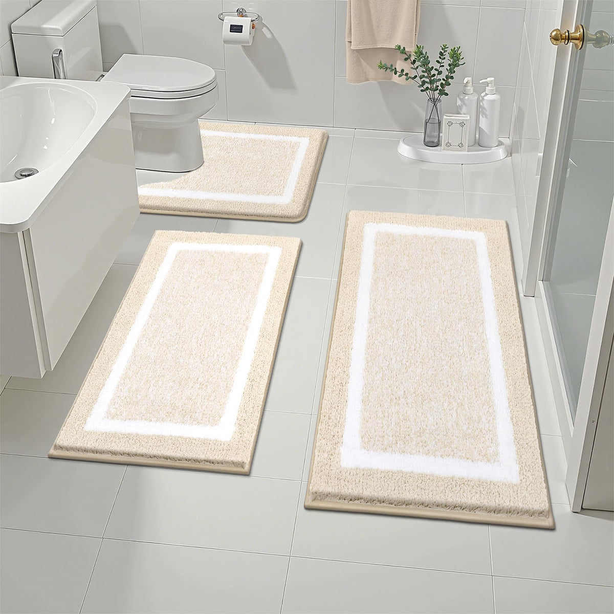 Shaggy Microfiber Bath Rug Set, 3 Piece