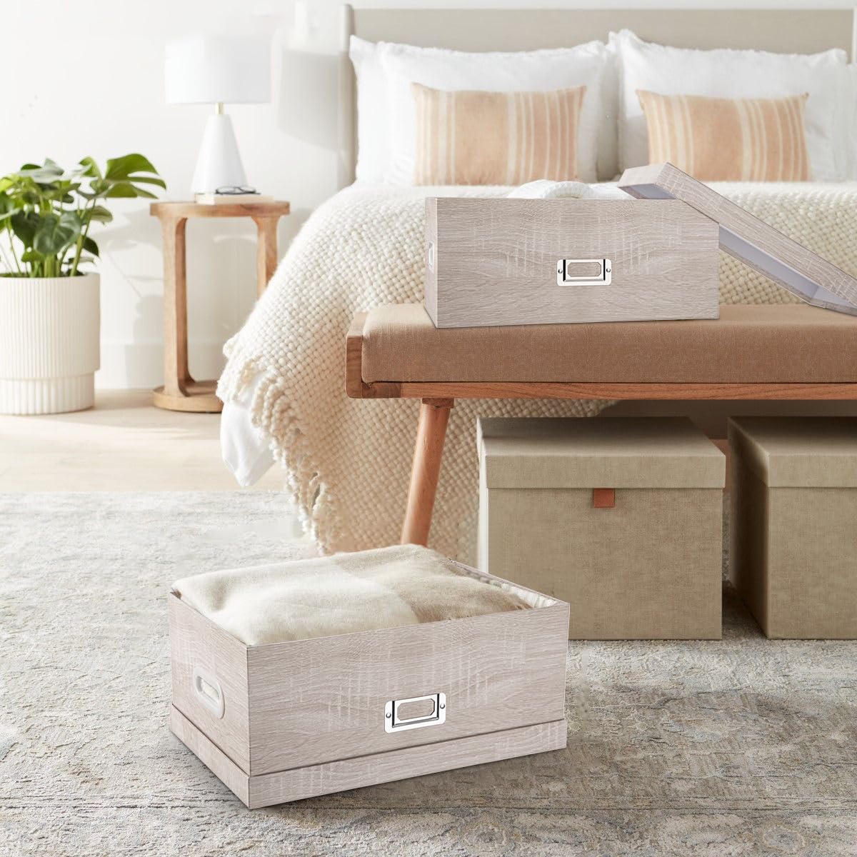 Blue and White Floral Nested Storage Boxes