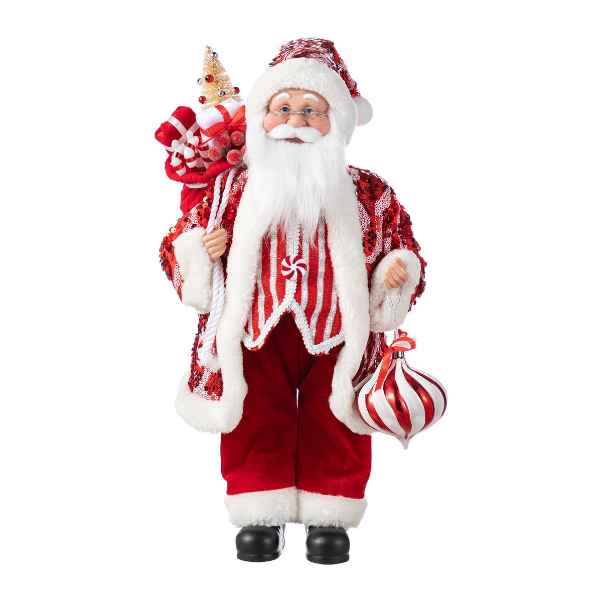 Blue Velvet Santa Figurine, 18 Inch